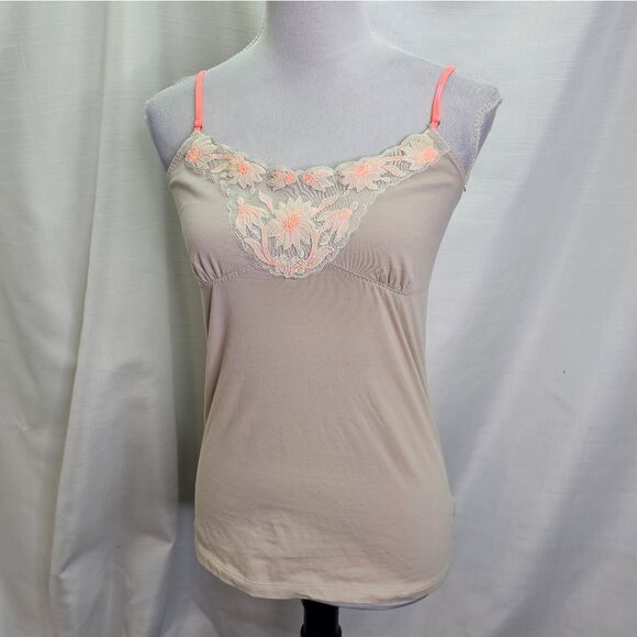 American Eagle Tan and Coral Lace Tank Top Size Large - Picture 3 of 9